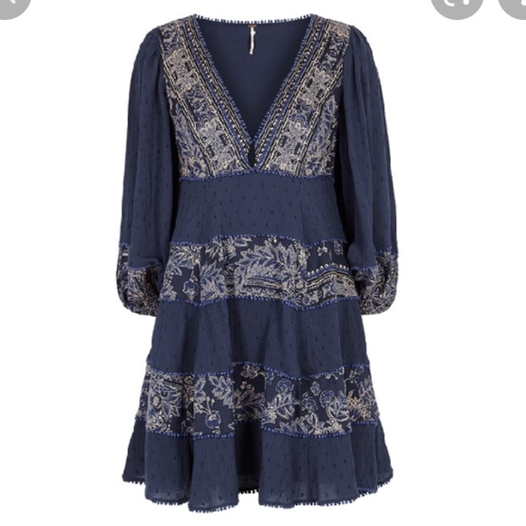 Free People | My Love Navy Floral Gauze Mini Dress - Picture 11 of 15